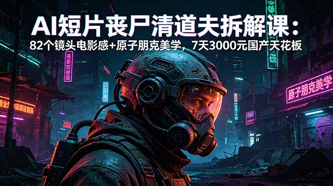 AI短片《丧尸清道夫》拆解课：82个镜头电影感+原子朋克美学，7天3000元国产天花板-送财鼠
