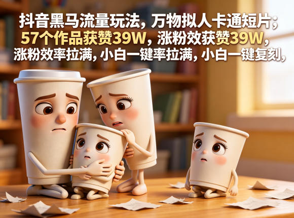 抖音黑马流量玩法，万物拟人卡通短片，57个作品获赞39W，涨粉效率拉满，小白一键复刻，保姆级拆解-送财鼠