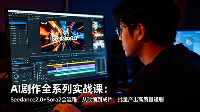 AI剧作全系列实战课：Seedance2.0+Sora2全流程，从改编到成片，批量产出高质量短剧-送财鼠