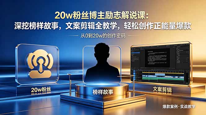 20w粉丝博主励志解说课：深挖榜样故事，文案剪辑全教学，轻松创作正能量爆款-送财鼠