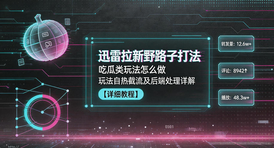 迅雷拉新野路子打法，吃瓜类玩法怎么做，玩法自热截流及后端处理详解-送财鼠