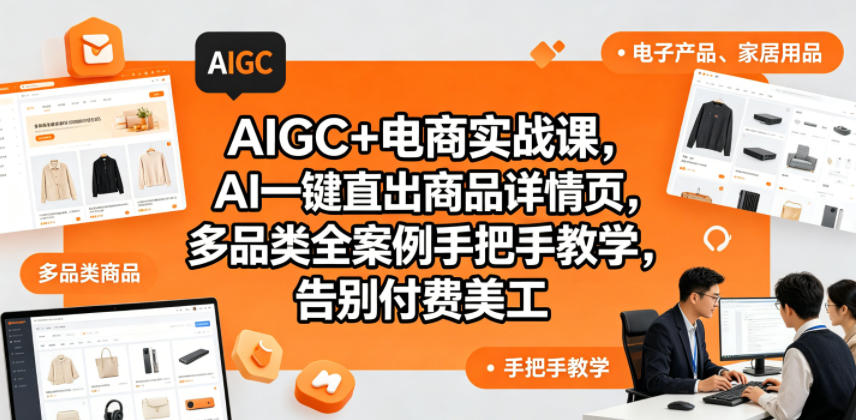 AIGC+电商实战课，AI一键直出商品详情页，多品类全案例手把手教学，告别付费美工(更新)-送财鼠