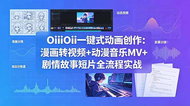 OiiOii一键式动画创作：漫画转视频+动漫音乐MV+剧情故事短片全流程实战-送财鼠