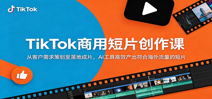 TikTok商用短片创作课：从客户需求策划至落地成片，AI工具高效产出符合海外流量的短片-送财鼠