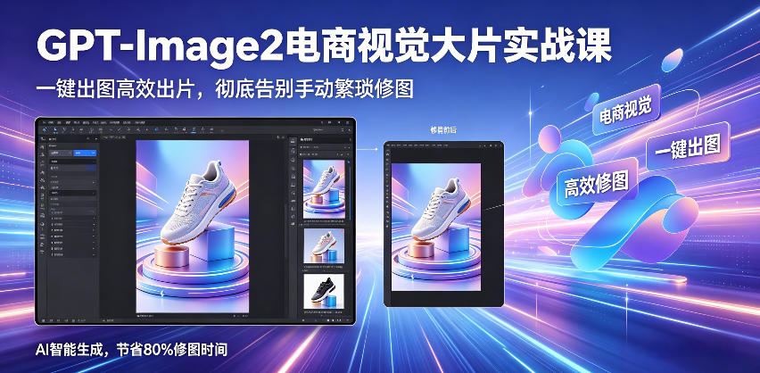 GPT-Image2电商视觉大片实战课，一键出图高效出片，彻底告别手动繁琐修图(更新)-送财鼠