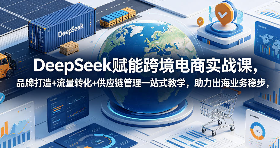 DeepSeek赋能跨境电商实战课,品牌打造+流量转化+供应链管理一站式教学,助力出海业务稳步发展-送财鼠