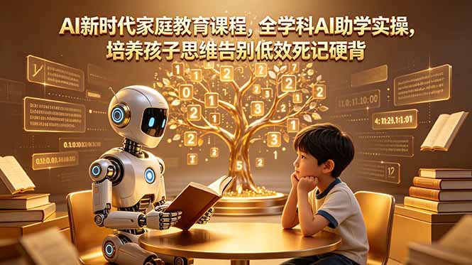 AI新时代家庭教育课程，全学科AI助学实操，培养孩子思维告别低效死记硬背-送财鼠