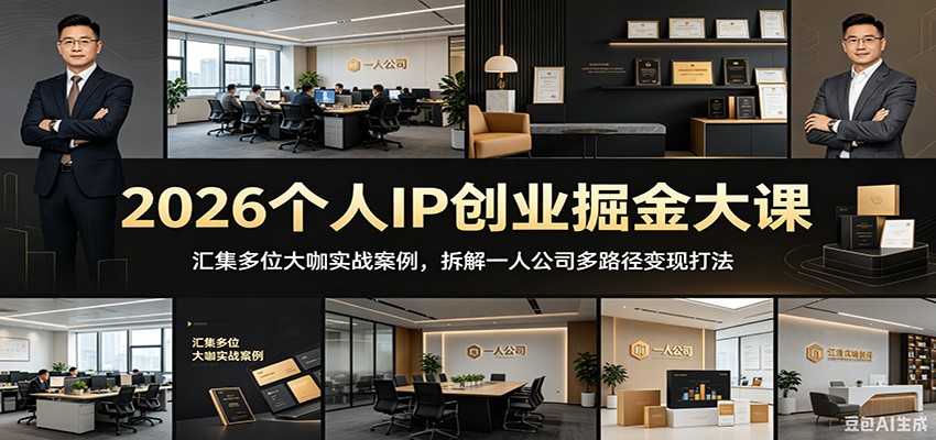 2026个人IP创业掘金大课：汇集多位大咖实战案例，拆解一人公司多路径变现打法-送财鼠