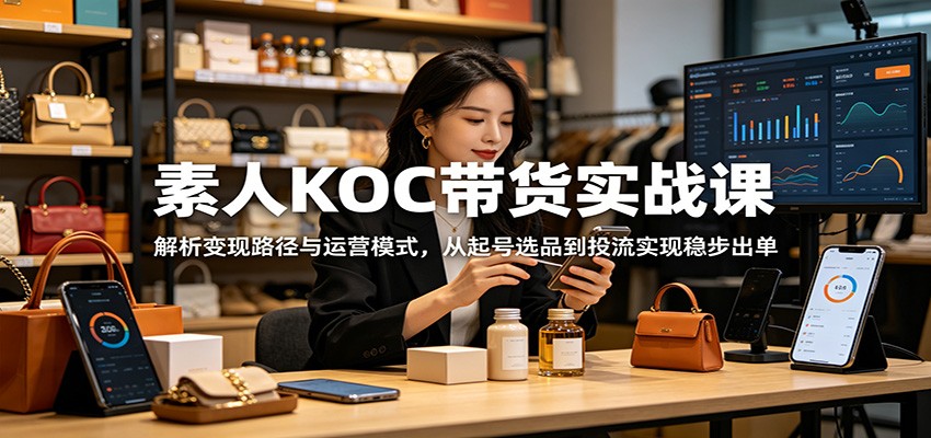 素人KOC带货实战课：解析变现路径与运营模式，从起号选品到投流实现稳步出单-送财鼠