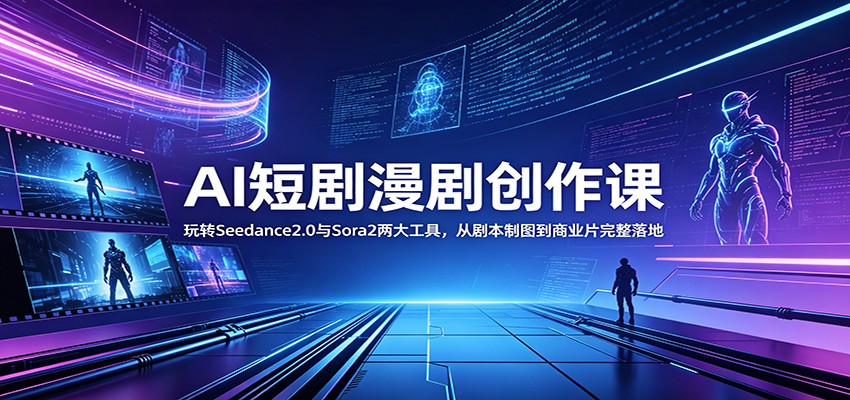 AI短剧漫剧创作课：玩转Seedance2.0与 Sora2两大工具，从剧本制图到商业片完整落地-送财鼠