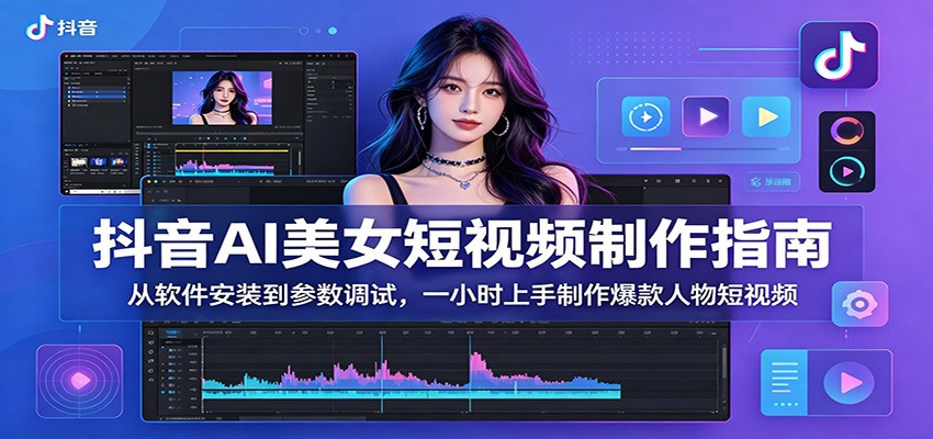 抖音AI美女短视频制作指南：从软件安装到参数调试，一小时上手制作爆款人物短视频-送财鼠