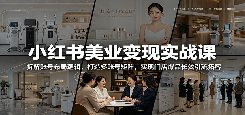 小红书美业变现实战课：拆解账号布局逻辑，打造多账号矩阵，实现门店爆品长效引流拓客-送财鼠