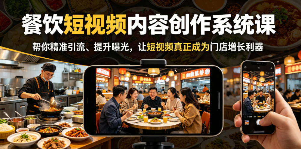 餐饮短视频内容创作系统课，帮你精准引流、提升曝光，让短视频真正成为门店增长利器-送财鼠