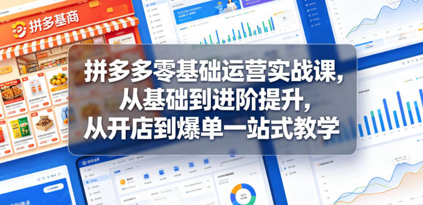 拼多多零基础运营实战课，从基础到进阶提升，从开店到爆单一站式教学-送财鼠