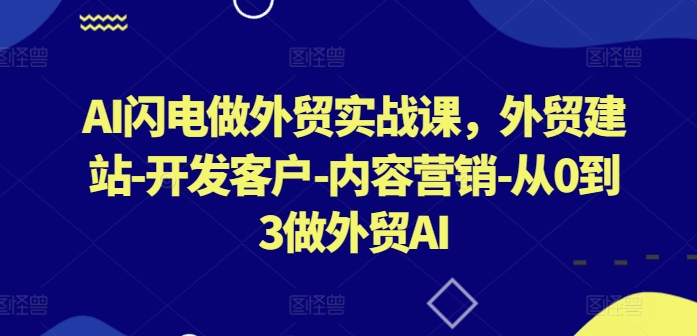 AI闪电做外贸实战课，​外贸建站-开发客户-内容营销-从0到3做外贸AI(更新)-送财鼠