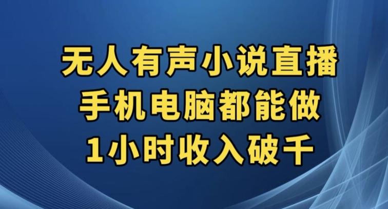 抖音无人有声小说直播，手机电脑都能做，1小时收入破千【揭秘】-送财鼠