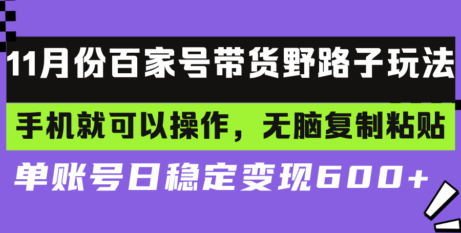 百家号带货野路子玩法 手机就可以操作，无脑复制粘贴 单账号日稳定变现…-送财鼠