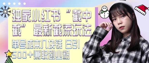 最新小红书截流玩法 独家截中截 单号成本几块钱 日引500+CY粉JZ粉-送财鼠