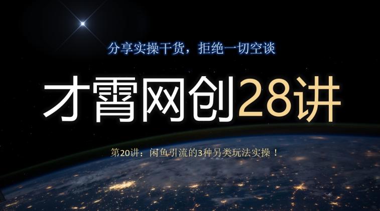 才霄网创28讲第20讲：闲鱼引流的3种另类玩法实操！-送财鼠