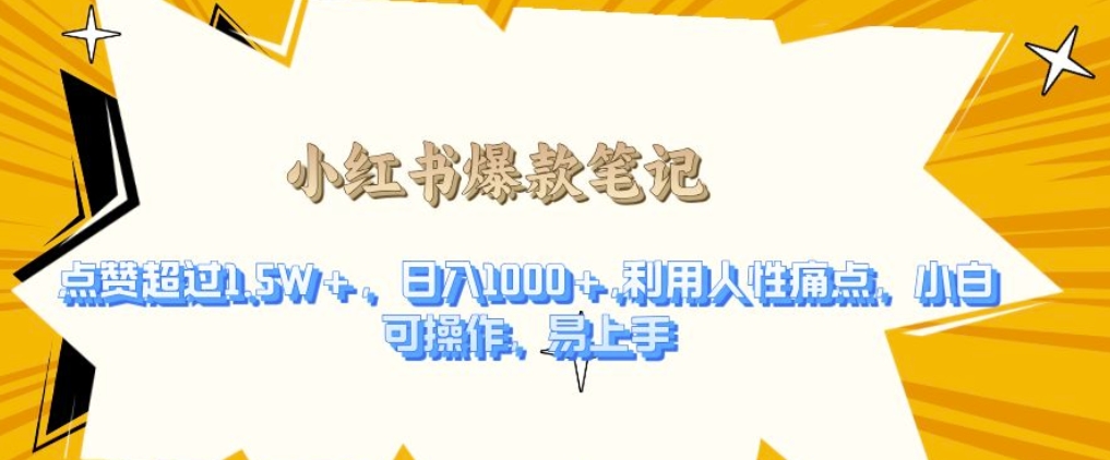 利用人性的痛点,打造爆款笔记,获得点赞超过1.5W+,日入1k【揭秘】
