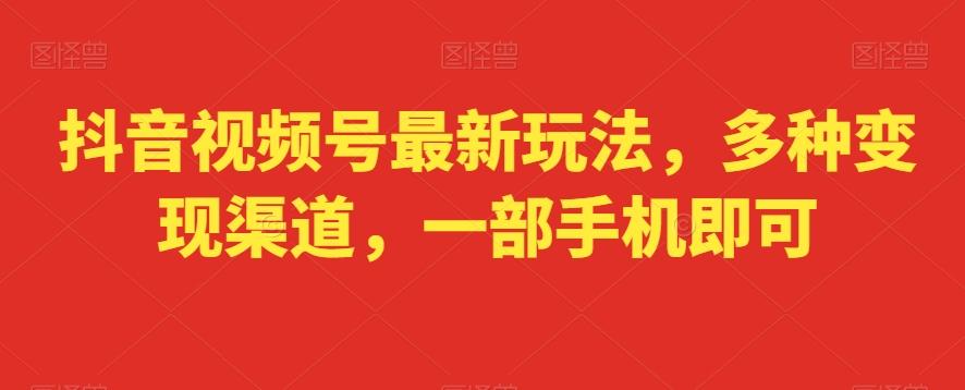 抖音视频号最新玩法，多种变现渠道，一部手机即可-送财鼠