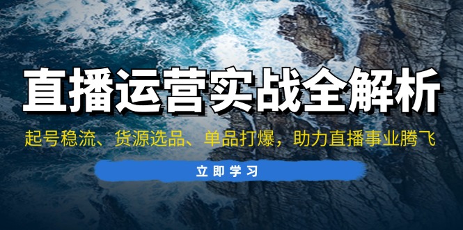 直播运营实战全解析：起号稳流、货源选品、单品打爆，助力直播事业腾飞-送财鼠