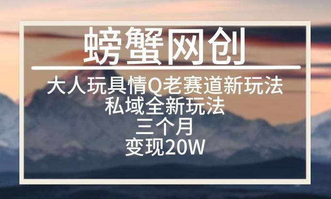 大人玩具情Q用品赛道私域全新玩法，三个月变现20W，老项目新思路【揭秘】-送财鼠