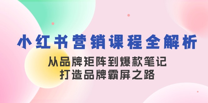 小红书营销课程全解析，从品牌矩阵到爆款笔记，打造品牌霸屏之路-送财鼠