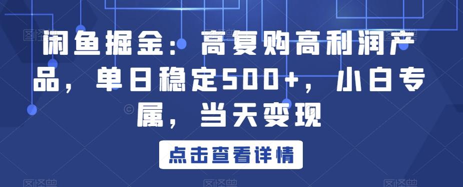 闲鱼掘金：高复购高利润产品，单日稳定500+，小白专属，当天变现-送财鼠