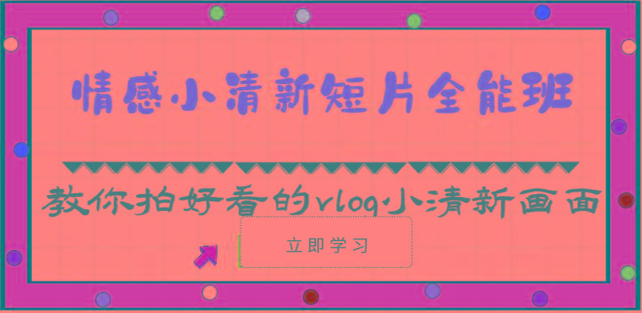 情感小清新短片全能班-教你拍好看的vlog小清新画面(30节课)-送财鼠