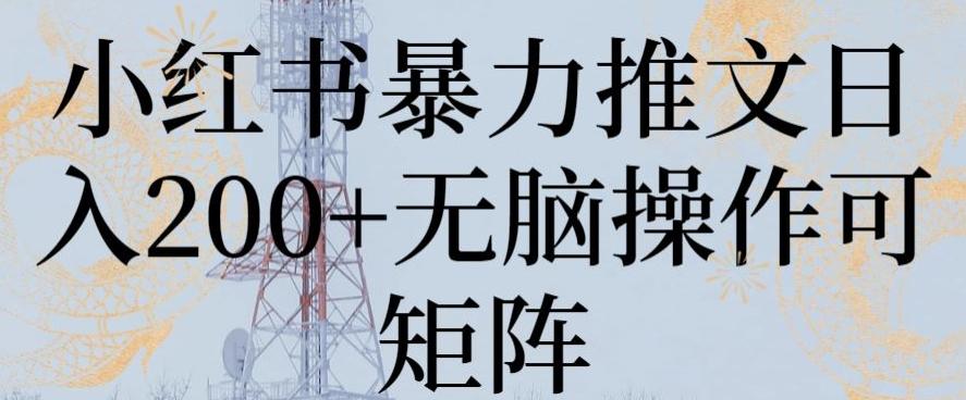 小红书暴力推文日入200+无脑操作可矩阵【揭秘】-送财鼠