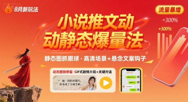 8月小说推文全新玩法，动静态图片+搭配小说文案爆量玩法-送财鼠