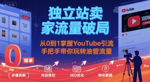 独立站卖家流量破局：从0到1掌握YouTube引流，手把手带你玩转油管流量-送财鼠