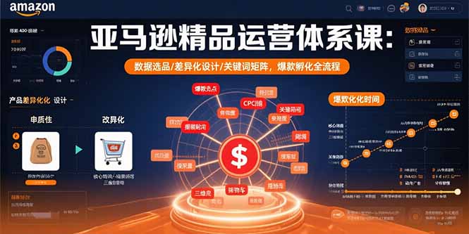 亚马逊精品运营体系课：数据选品/差异化设计/关键词矩阵，爆款孵化全流程-送财鼠
