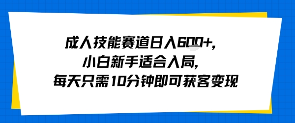 成人技能赛道日入多张，小白新手适合入局，每天只需10分钟即可获客变现-送财鼠