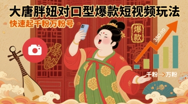 大唐胖妞对口型爆款短视频玩法，快速起千粉万粉号-送财鼠