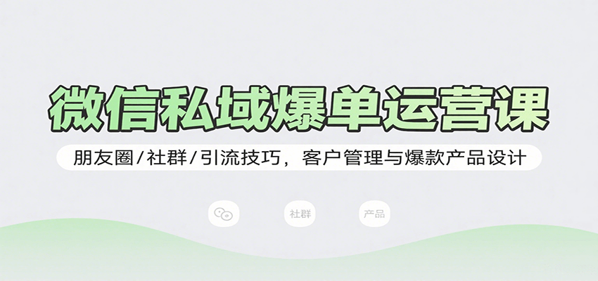 微信私域爆单运营课：朋友圈/社群/引流技巧，客户管理与爆款产品设计-送财鼠