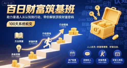 百日财富筑基班，助力普通人从认知到行动，带你解锁顶级财富密码-送财鼠