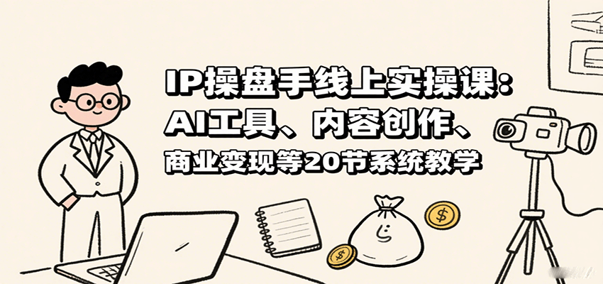 IP操盘手线上实操课：AI工具、内容创作、商业变现等20节系统教学-送财鼠