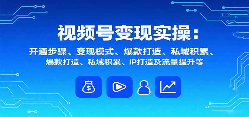 视频号变现实操，含开通步骤、变现模式、爆款打造、私域积累、IP打造及流量提升等-送财鼠