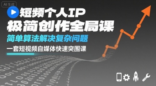 短视频个人IP极简创作全局课，简单算法解决复杂问题，一套短视频自媒体快速突围课-送财鼠