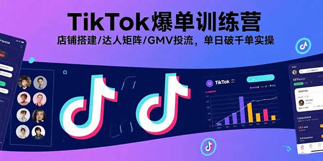 TikTok爆单训练营，店铺搭建/达人矩阵/GMV投流，单日破千单实操-送财鼠