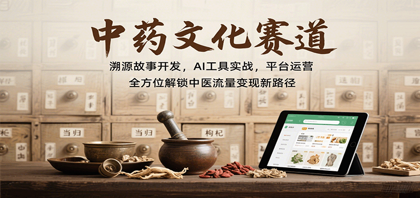 中药文化赛道：溯源故事开发，AI工具实战，平台运营，全方位解锁中医流量变现新路径-送财鼠
