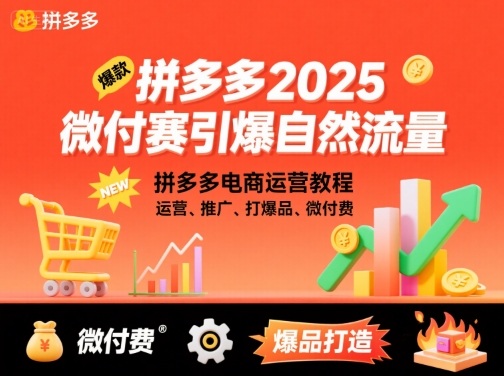 拼多多2025微付赛引爆自然流量，拼多多电商运营教程，运营、推广、打爆品、微付费-送财鼠