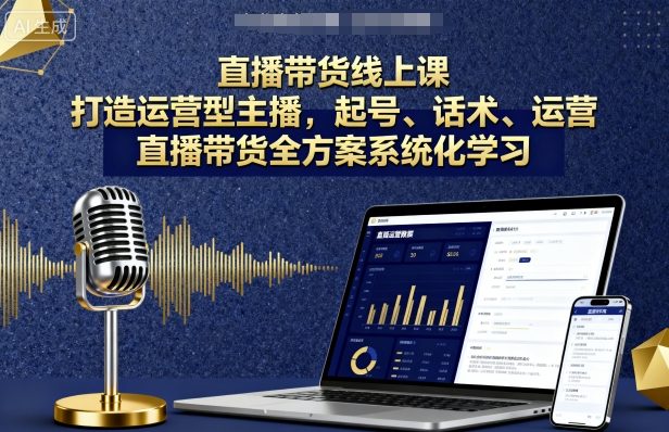 直播带货线上课，打造运营型主播，起号、话术、运营，直播带货全方案系统化学习-送财鼠