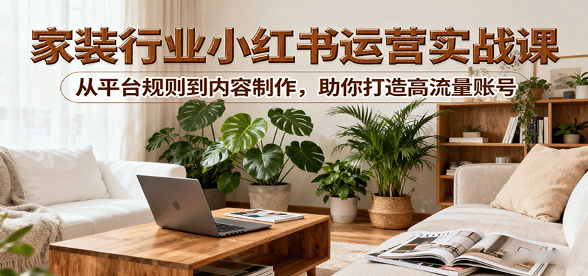 小红书家装行业运营实战课：从平台规则到内容制作，助你打造高流量账号-送财鼠
