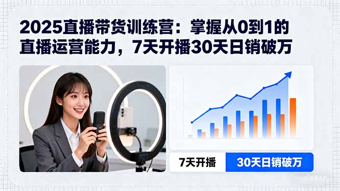 2025直播带货训练营：掌握从0到1的直播运营能力，7天开播30天日销破万-送财鼠