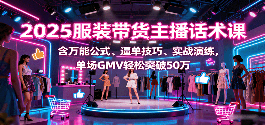 2025服装带货主播话术课，含万能公式、逼单技巧、实战演练，单场GMV轻松突破50万-送财鼠