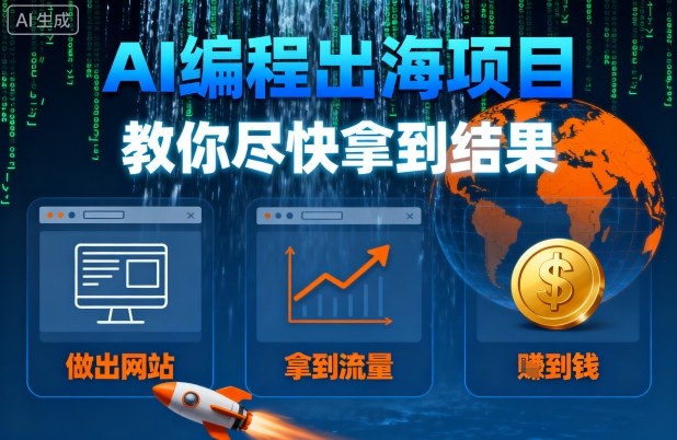AI编程出海项目，教你尽快拿到结果-做出网站、拿到流量、賺到钱-送财鼠