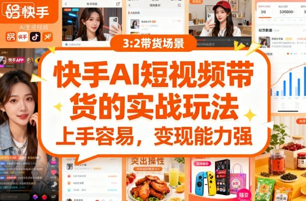 快手ai短视频带货的实战玩法，上手容易，变现能力强-送财鼠